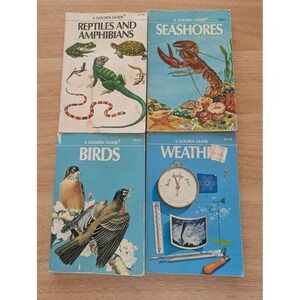 4 Lot Vintage A Golden Guide Book Lot Birds‎ Weather Reptiles Seashores